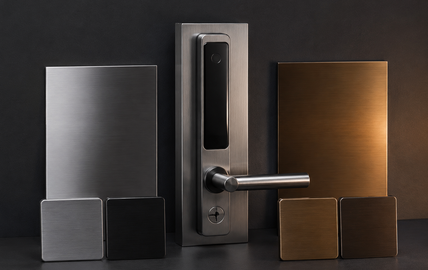 Smart lock finishes compared against different door colors and applications