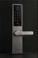Front view of smart lock sample for finish and interface review
