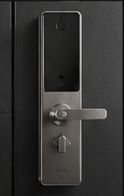 Rear smart lock panel and battery access installed on a door