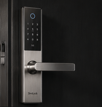 Stainless steel smart lock on a quality control bench