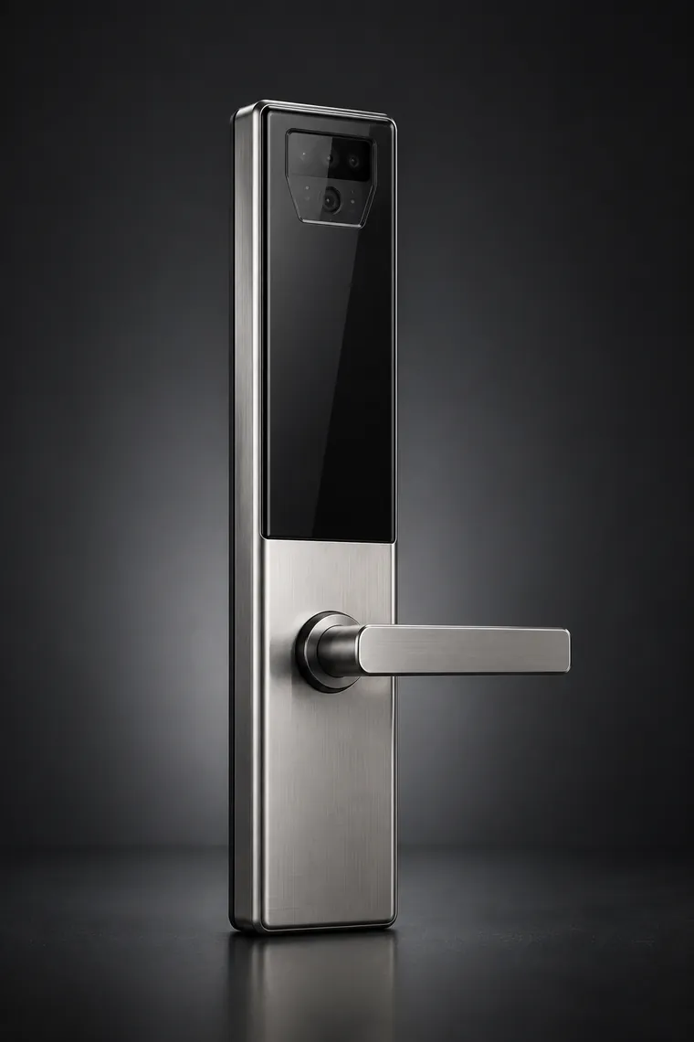 Stainless steel smart lock shown as a product reference for support routing