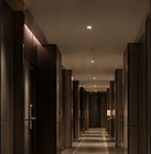 Hotel corridor with guest-room doors for smart lock system planning