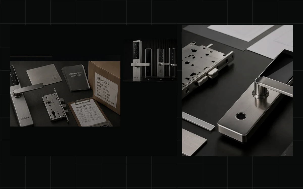 Packed smart lock cartons and freight-forwarder handoff information prepared for collection.