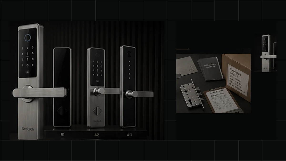 Smart lock product, documents and packing references prepared for final project review.