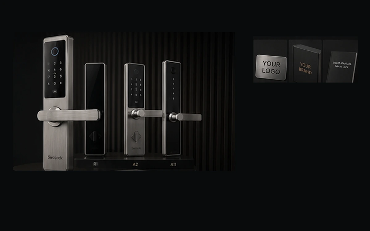 Smart lock product platforms and private-label presentation materials.
