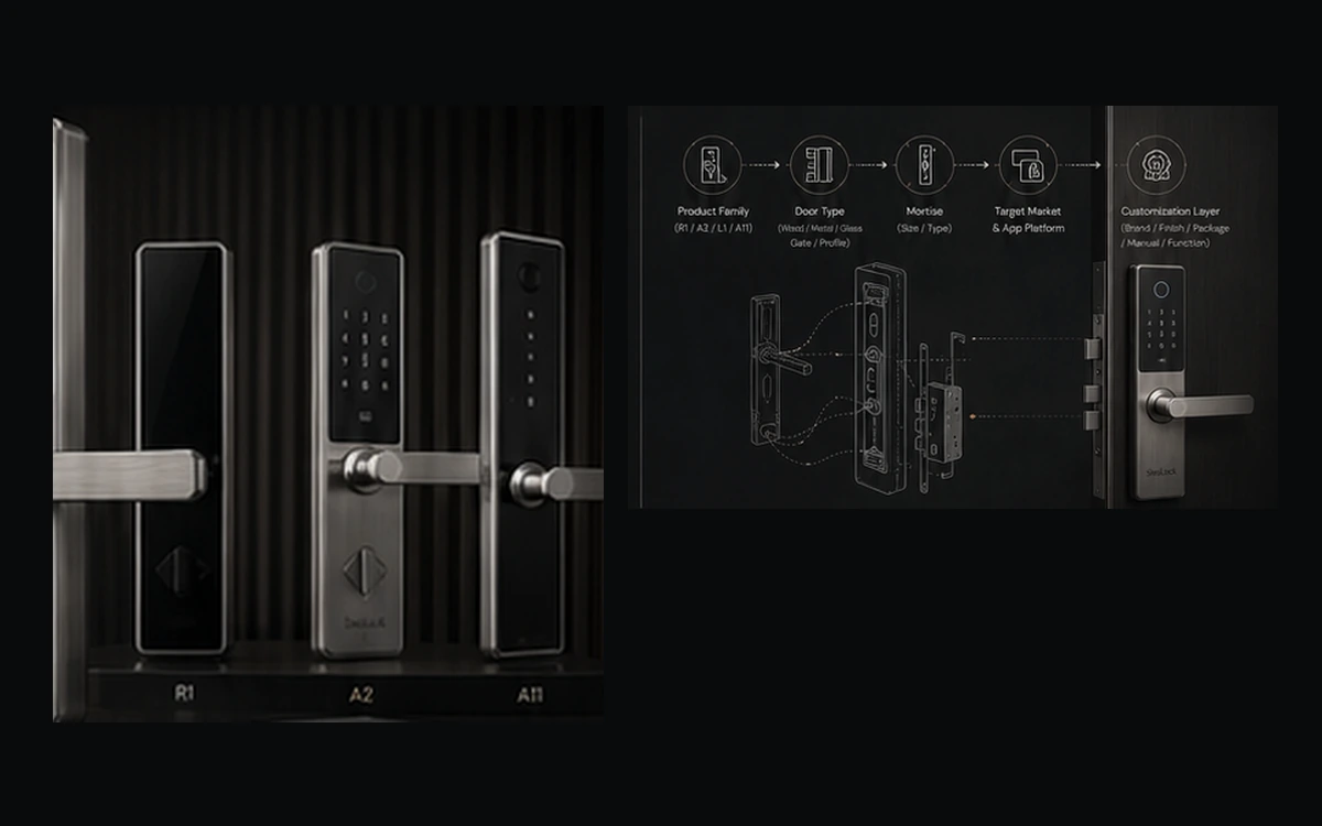 Smart lock sample, lock body, manual and production packing materials.