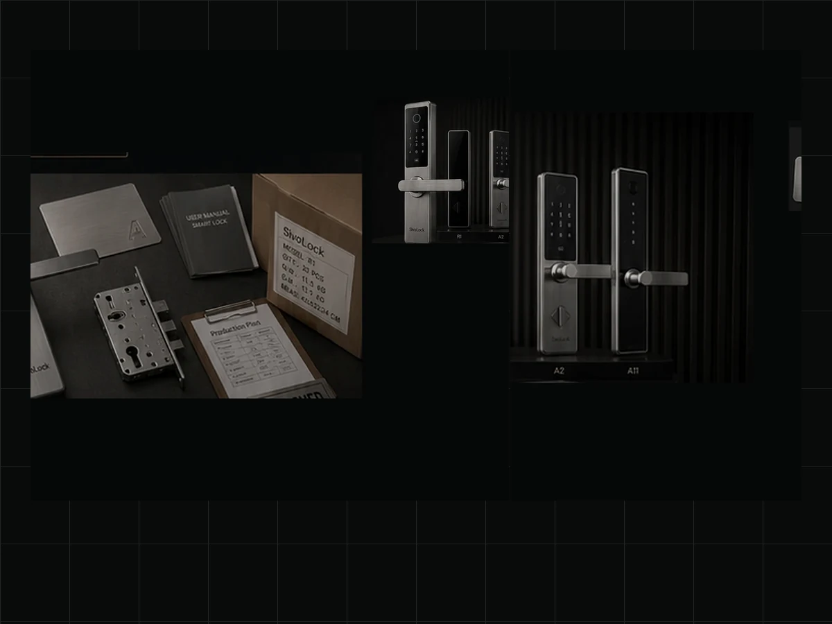 Smart lock sample, accessories, manual and packing checklist prepared before dispatch.